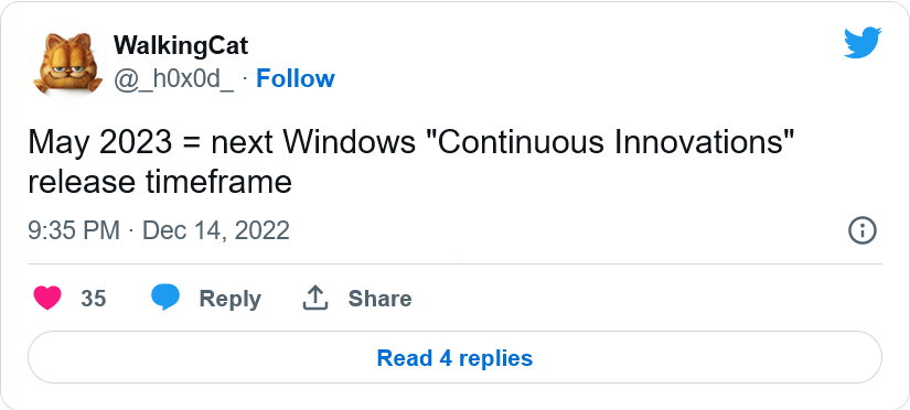 微软计划在2023年5月发布Windows11下一重大更新