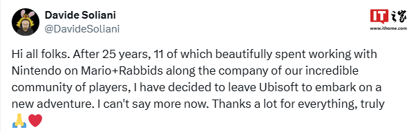 加入育碧已 25 年，游戏《马力欧 + 疯狂兔子》创意总监《马力欧 + 疯狂兔子》